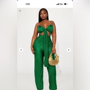 Fashion Nova Green Cut-Out 2 piece set